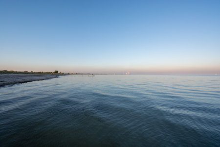 Evening mood on the beach of Ishoj, south of Copenhagen, Denmarkの写真素材