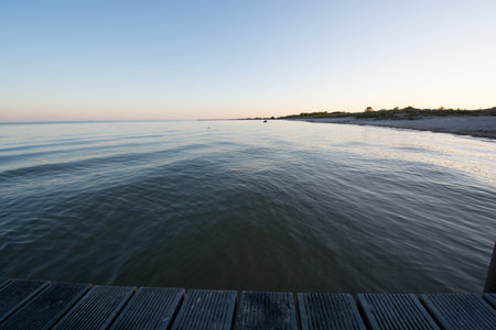 Evening mood on the beach of Ishoj, south of Copenhagen, Denmarkの写真素材