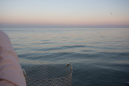 Evening mood on the beach of Ishoj, south of Copenhagen, Denmarkの写真素材