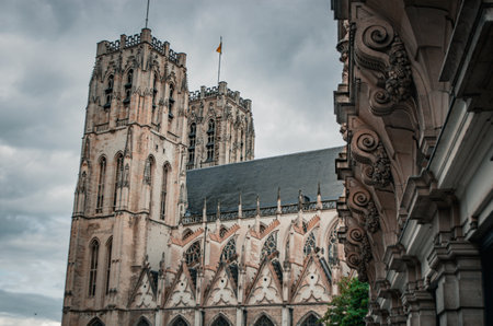 Cathedral of St. Michael and St. Gudula in Brusselsの写真素材