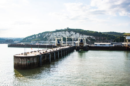 leaving Dover, seeing harbor in the backgroundの写真素材