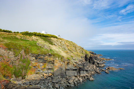 Lizard, Cornwall, UK - View of Lizard Point in Cornwall - the most southern point of England's mainland. Copy space in sky.の写真素材