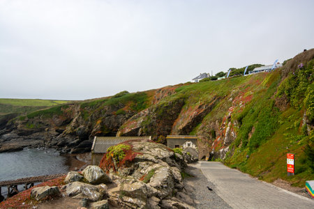 Lizard, Cornwall, UK - View of Lizard Point in Cornwall - the most southern point of England's mainland. Copy space in sky.の写真素材