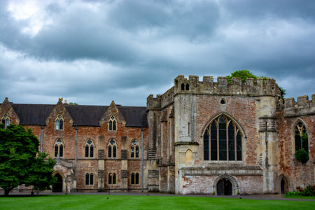 WELLS, SOMERSET, UNITED KINGDOM - August, 2023: The Bishop's Palace, Wells, Somerset, England seen from outsideの写真素材