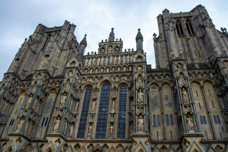 Wells Cathedral Somerset, England, seen from outside in August 2023の写真素材