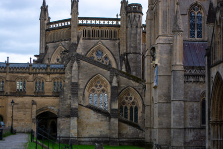Wells Cathedral Somerset, England, seen from outside in August 2023の写真素材