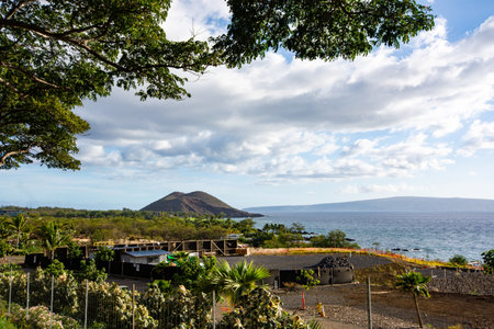 View of Makena state park from afar on Maui, Hawaii in Summer 2024の写真素材