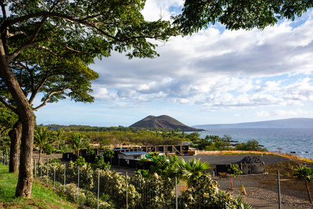 View of Makena state park from afar on Maui, Hawaii in Summer 2024の写真素材