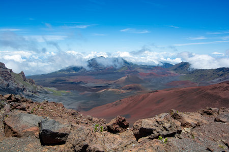 Haleakala volcano -moonlike landscape on the island of Maui, Hawaiiの写真素材