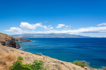 View of the west coast of Maui. Area of Olowalu, Hawaiiの写真素材