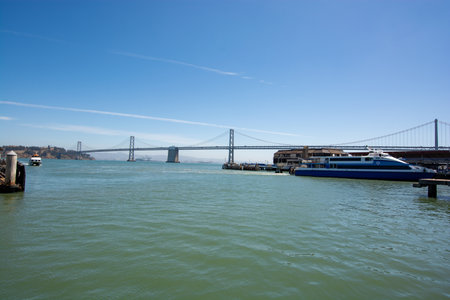 San Francisco Bay Area, view of the Bay Bridge in the distance