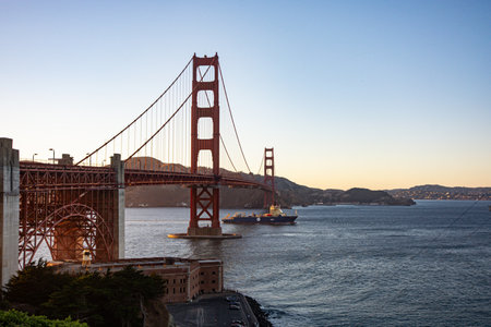 View of Golden Gate Bridge in California, San Francisco, United States.