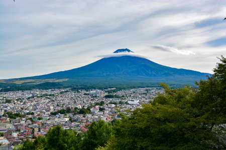 Mount Fuji view. Mt Fujisan in Fujikawaguchiko, Yamanashi, Japan. Landmark for tourists attraction. Japan Travel, Destination, Vacation and Mount Fuji Day conceptの写真素材