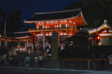 Kyoto, Japan: Yasaka Shrine is also famous for its Gion Festival, which takes place every July. During the festival, the streets of Gion come alive with allegorical floatsの写真素材
