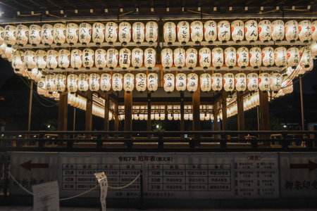 Kyoto, Japan: Yasaka Shrine is also famous for its Gion Festival, which takes place every July. During the festival, the streets of Gion come alive with allegorical floatsの写真素材