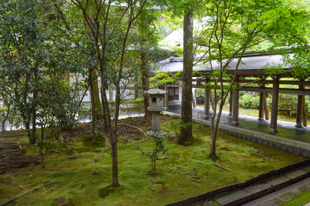 Kyoto, Japan the Ryoan-ji Temple stairs leading to the inner part of the templeの写真素材