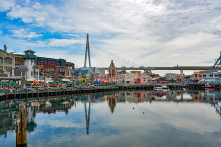 OSAKA - September 2025 - Waterfront of in Osaka in Japanの写真素材