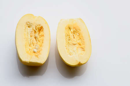 Spaghetti squash cut in halfの写真素材