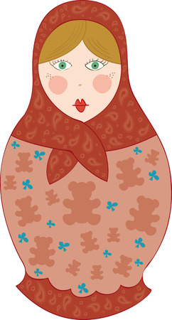 Russian doll brick and turquoiseのイラスト素材