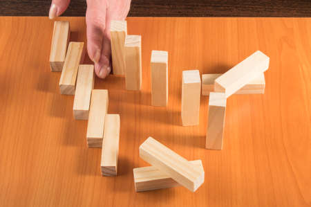 Planning, risk and strategy in business, tower wooden blocks.の写真素材