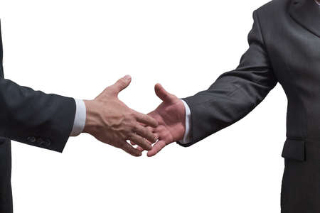 handshake of two business men isolated on white background.の写真素材