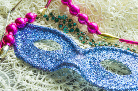 Mardi Gras carnival mask with festive embellishments on the laceの写真素材