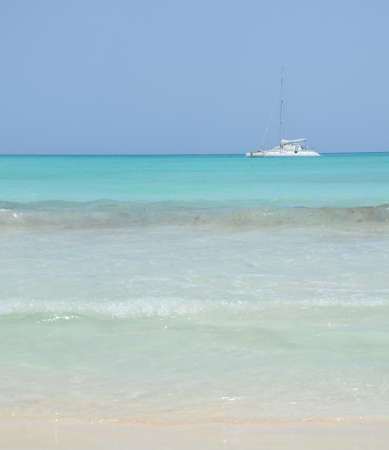 White yacht in the sea on a Sunny day.の写真素材