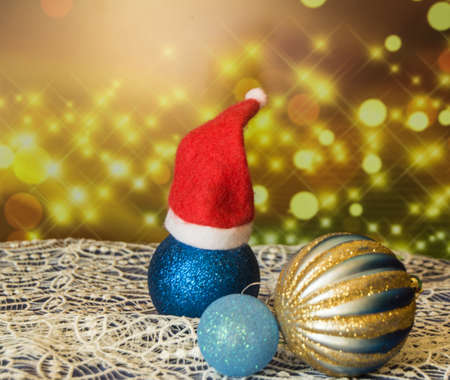 Christmas ball with caps, beautiful sparkling background, new year 2018の写真素材