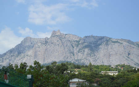 View of AI-Petri mountain in the Crimea, the resort village Miskhor at the foot of the mountainの写真素材