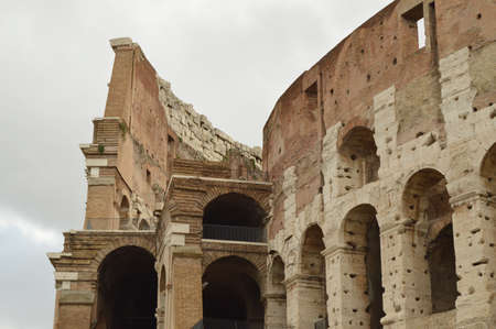 Roman Colosseum in autumn on a cloudy day in Rome, Italy 7 October 2018の写真素材