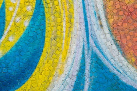 Abstract pattern on ceramic mosaic tile, artistic background.