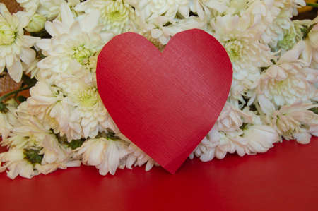 Red hearts with space for text, on a background of white colors. Greeting concept for Valentine's...
