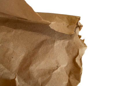 Crumpled brown wrapping paper and texture, clipping, isolated on white background.