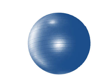 Large blue fitness ball isolated on white background by clipping.の写真素材