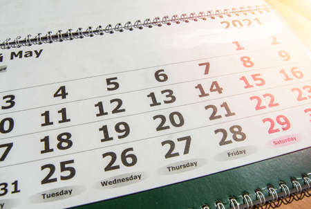 May 2021 calendar with a spiral, the concept of a business planner of important things and dates.の写真素材