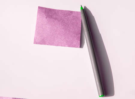 An empty template on wrapping paper and two red hearts symbolize love, Valentine's Day, a romantic couple.の写真素材