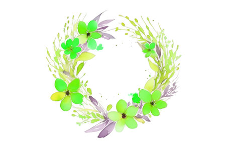 Watercolor illustration of a floral bouquet in a rustic romantic style, a composition of spring flowers, a wreath, a frame for a wedding and birthday.の素材