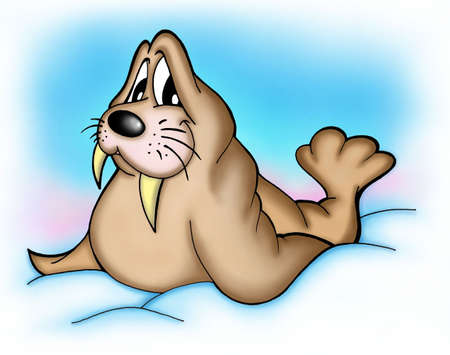 Color illustration of brown walrus.の写真素材