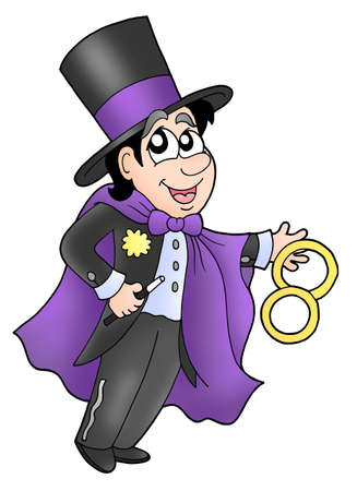 Magician showing his art - color illustration.の写真素材