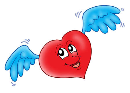Smiling heart with wings - color illustration.の写真素材