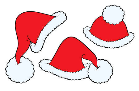 Various Christmas caps - vector illustration.のイラスト素材