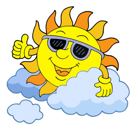 Sun with sunglasses - vector illustration.のイラスト素材