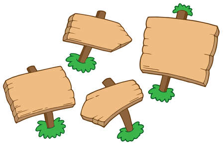 Various wooden signs - vector illustration.のイラスト素材