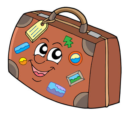 Cute suitcase on white background - vector illustration.のイラスト素材