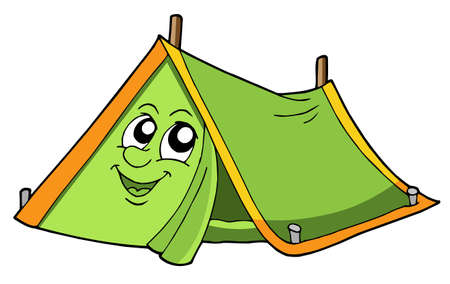 Cute tent with smiling face - vector illustration.のイラスト素材