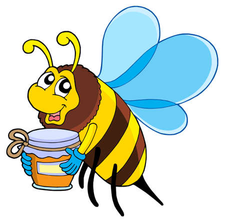 Cute bee with honey - vector illustration.のイラスト素材