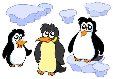 Penguins collection on white background - vector illustration.のイラスト素材