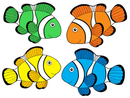 Various color clownfishes 1 - vector illustration.のイラスト素材