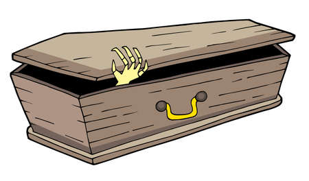 Coffin with waving hand - vector illustration.のイラスト素材