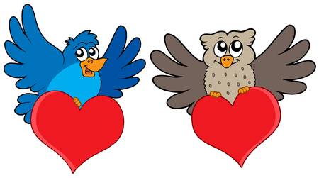 Birds with hearts - vector illustration.のイラスト素材